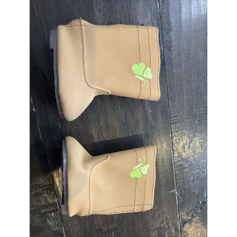 American Girl My True Spirit Brown Boots with Green Butterfly For 18" Doll.